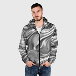Ветровка с капюшоном мужская Плавленное серебро, цвет: 3D-черный — фото 2