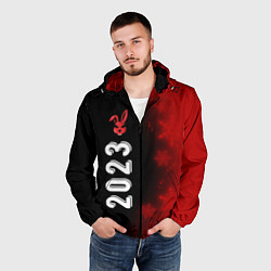 Ветровка с капюшоном мужская 2023 Кролик суровый: по-вертикали, цвет: 3D-черный — фото 2