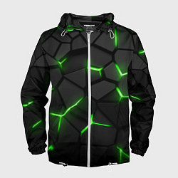 Ветровка с капюшоном мужская Green neon steel, цвет: 3D-белый