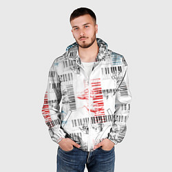 Ветровка с капюшоном мужская Играем джаз, цвет: 3D-белый — фото 2