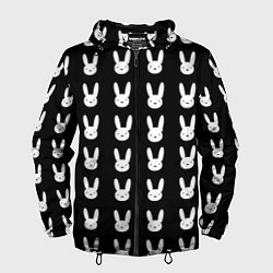 Ветровка с капюшоном мужская Bunny pattern black, цвет: 3D-черный