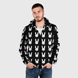 Ветровка с капюшоном мужская Bunny pattern black, цвет: 3D-черный — фото 2