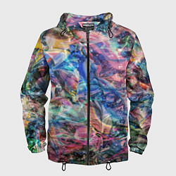 Ветровка с капюшоном мужская Слияние красок, цвет: 3D-черный