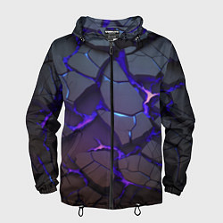 Ветровка с капюшоном мужская Светящаяся неоновая лава, цвет: 3D-черный