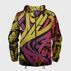 Ветровка с капюшоном мужская Calligraphic style, цвет: 3D-черный