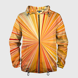 Ветровка с капюшоном мужская Абстрактные лучи оттенков оранжевого, цвет: 3D-черный