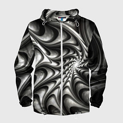 Ветровка с капюшоном мужская Abstract fractal grey, цвет: 3D-белый