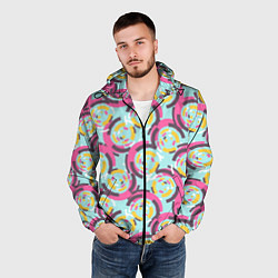 Ветровка с капюшоном мужская Круговой паттерн, цвет: 3D-черный — фото 2