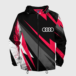 Ветровка с капюшоном мужская Audi fast lines, цвет: 3D-черный