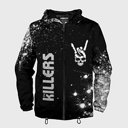 Ветровка с капюшоном мужская The Killers и рок символ на темном фоне, цвет: 3D-черный