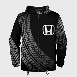 Ветровка с капюшоном мужская Honda tire tracks, цвет: 3D-черный