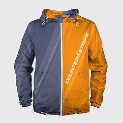 Ветровка с капюшоном мужская Counter Strike 2 Blue Orange Pattern, цвет: 3D-белый