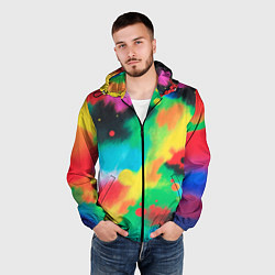 Ветровка с капюшоном мужская Абстракция Карандашом, цвет: 3D-черный — фото 2