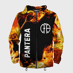 Ветровка с капюшоном мужская Pantera и пылающий огонь, цвет: 3D-черный