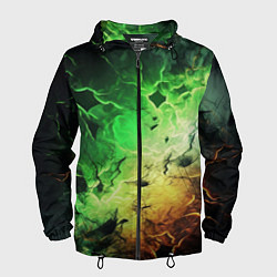 Ветровка с капюшоном мужская Зеленый взрыв, цвет: 3D-черный