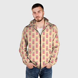 Ветровка с капюшоном мужская Красная консоль Тетрис, цвет: 3D-черный — фото 2