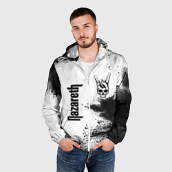 Ветровка с капюшоном мужская Nazareth и рок символ на светлом фоне, цвет: 3D-белый — фото 2