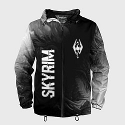 Ветровка с капюшоном мужская Skyrim glitch на темном фоне: надпись, символ, цвет: 3D-черный