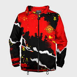 Ветровка с капюшоном мужская ФК Манчестер Юнайтед команда, цвет: 3D-черный