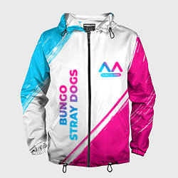 Ветровка с капюшоном мужская Bungo Stray Dogs neon gradient style: надпись, сим, цвет: 3D-черный