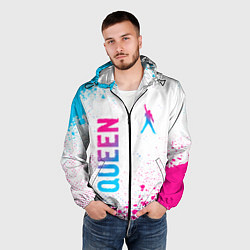 Ветровка с капюшоном мужская Queen neon gradient style: надпись, символ, цвет: 3D-черный — фото 2