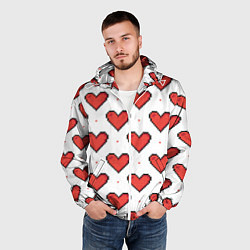 Ветровка с капюшоном мужская Pixel heart, цвет: 3D-белый — фото 2