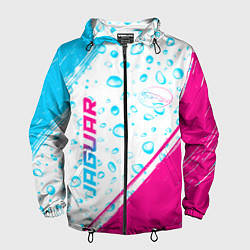 Ветровка с капюшоном мужская Jaguar neon gradient style: надпись, символ, цвет: 3D-черный