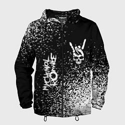 Ветровка с капюшоном мужская My Chemical Romance и рок символ на темном фоне, цвет: 3D-черный