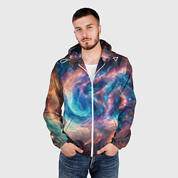 Ветровка с капюшоном мужская Космические узоры необычные, цвет: 3D-белый — фото 2