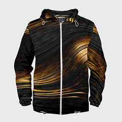 Ветровка с капюшоном мужская Black gold waves, цвет: 3D-белый
