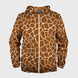 Ветровка с капюшоном мужская Пятнистая шкура жирафа, цвет: 3D-белый