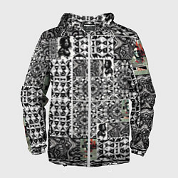 Ветровка с капюшоном мужская Орнамент древних цивилизаций, цвет: 3D-белый