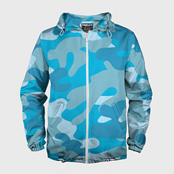 Ветровка с капюшоном мужская Камуфляж военный синий, цвет: 3D-белый