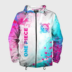 Мужская ветровка One Piece neon gradient style: надпись, символ