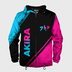Ветровка с капюшоном мужская Akira - neon gradient: надпись, символ, цвет: 3D-черный