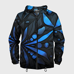 Ветровка с капюшоном мужская Black blue elements, цвет: 3D-черный