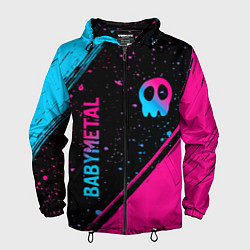 Ветровка с капюшоном мужская Babymetal - neon gradient: надпись, символ, цвет: 3D-черный