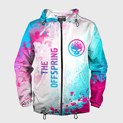 Ветровка с капюшоном мужская The Offspring neon gradient style: надпись, символ, цвет: 3D-черный