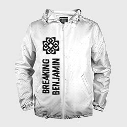 Ветровка с капюшоном мужская Breaking Benjamin glitch на светлом фоне: по-верти, цвет: 3D-белый