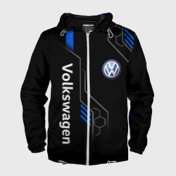Ветровка с капюшоном мужская Volkswagen - blue technology, цвет: 3D-белый