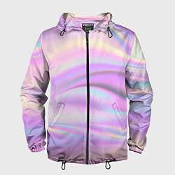 Ветровка с капюшоном мужская Рвдужные волны, цвет: 3D-черный