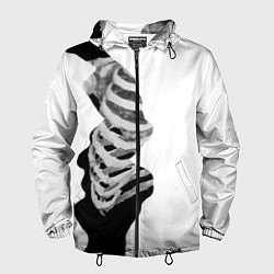 Ветровка с капюшоном мужская Скелет под одеждой, цвет: 3D-черный