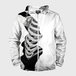 Ветровка с капюшоном мужская Скелет под одеждой, цвет: 3D-белый