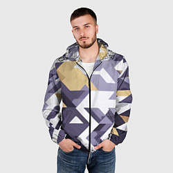 Ветровка с капюшоном мужская Абстрактный принт от нейросети, цвет: 3D-черный — фото 2