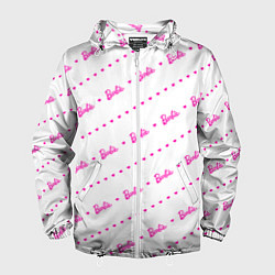 Ветровка с капюшоном мужская Барби паттерн - логотип и сердечки, цвет: 3D-белый