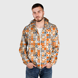 Ветровка с капюшоном мужская Узор с кружками, цвет: 3D-белый — фото 2