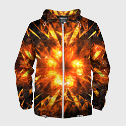 Ветровка с капюшоном мужская Fire abstract, цвет: 3D-белый
