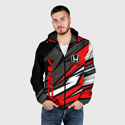 Ветровка с капюшоном мужская Honda - CR-V - геометрия, цвет: 3D-черный — фото 2