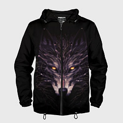 Ветровка с капюшоном мужская Волк в кромешной темноте, цвет: 3D-черный