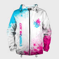 Мужская ветровка Cyberpunk 2077 neon gradient style: надпись, симво